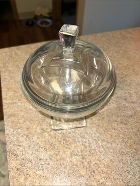 Clear Glass Covered Compote Candy Dish
